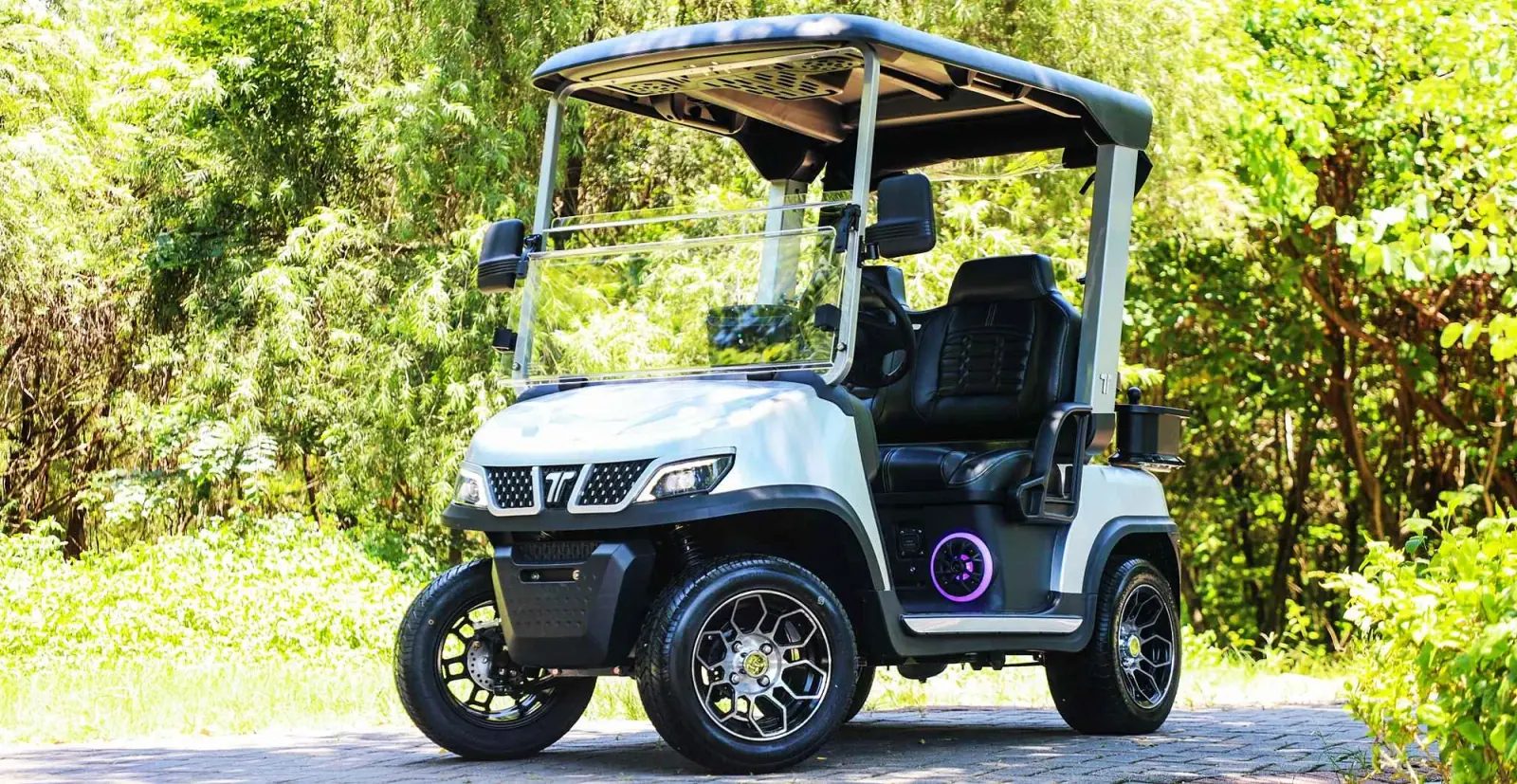 Golf Buggy with LED Headlights for Night Safety