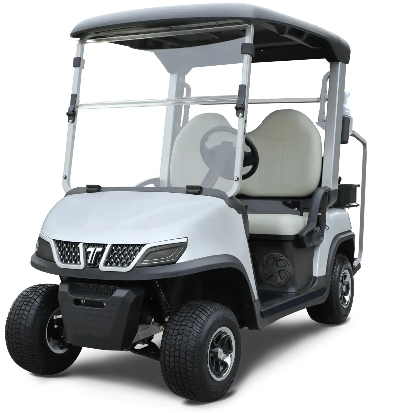 TARA Harmony electric golf cart with caddie stand in White