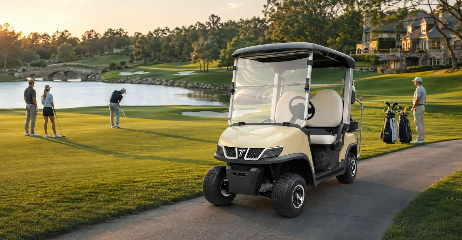 TARA electric golf cart on a premium golf course